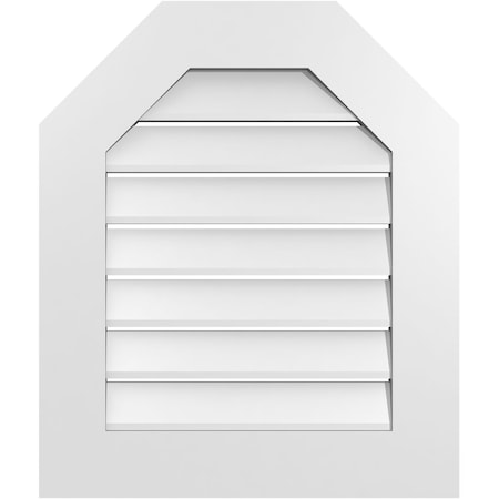 Ekena Millwork Octagonal Top Surface Mount PVC Gable Vent: Functional, w/ 3-1/2"W x 1"P Standard Frame, 22"W x 26"H GVPOT22X2601SF